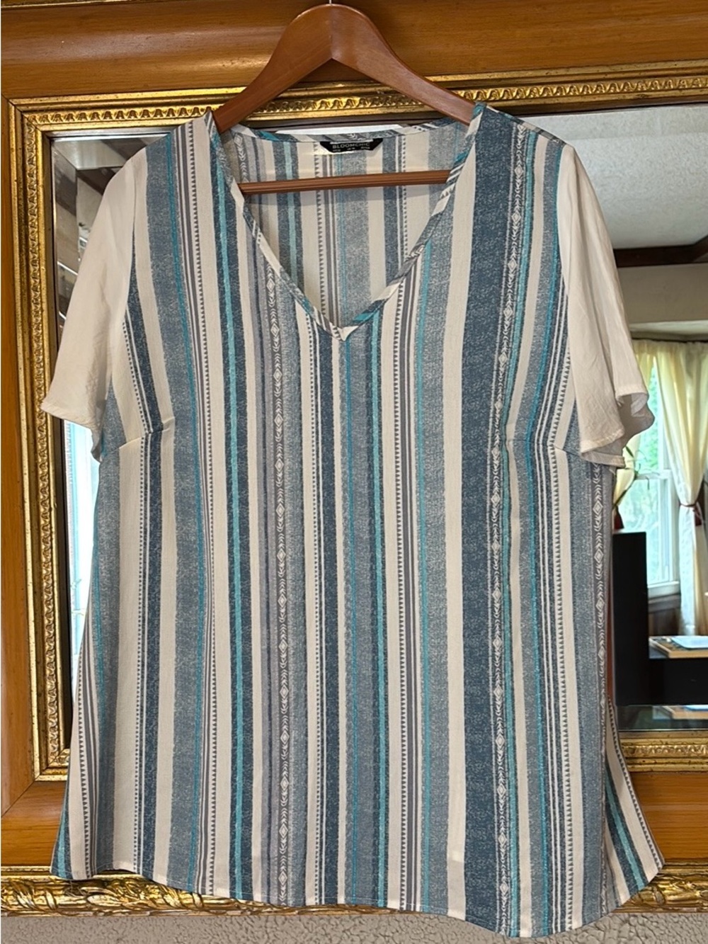 BloomChic Blue & White Striped Top - Size L (12)